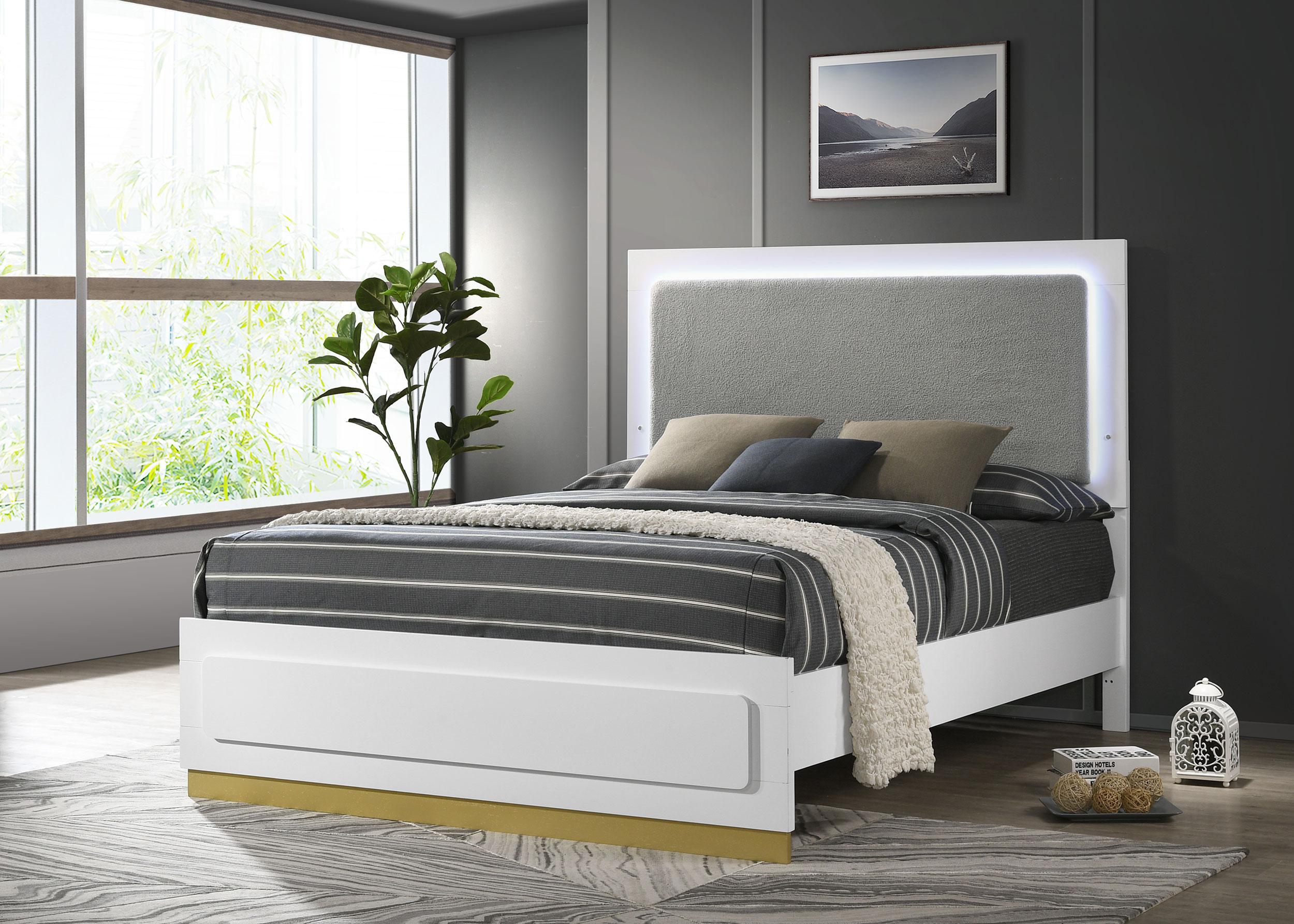Caraway Panel Bed with LED Lighting - Ideal Furniture (Fresno,CA)