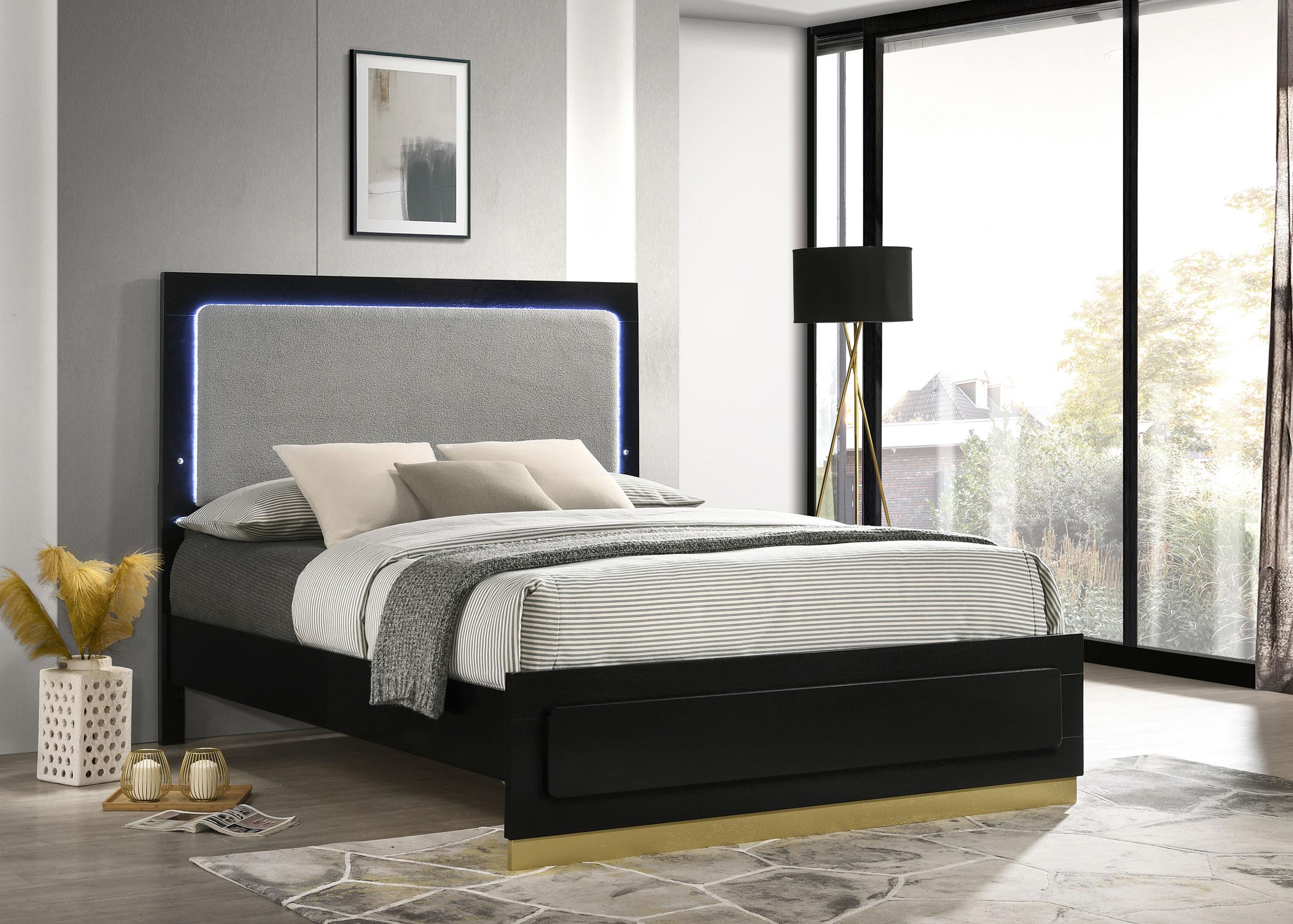 Caraway Panel Bed with LED Lighting - Ideal Furniture (Fresno,CA)