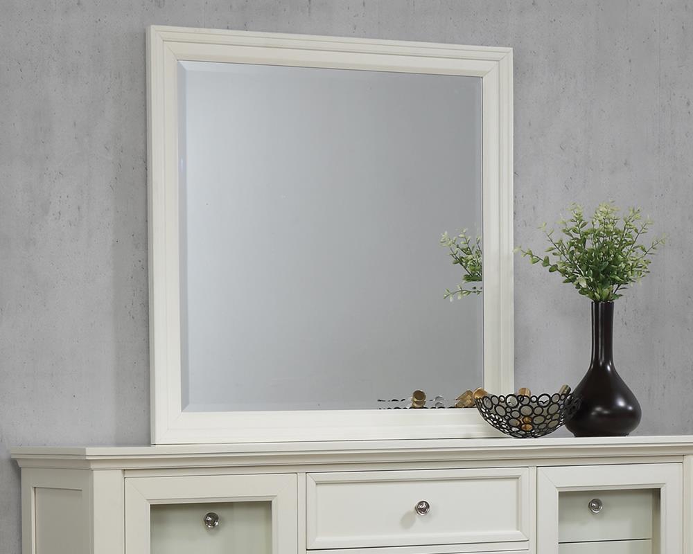 Sandy Beach Rectangular Dresser Mirror Cream White - Ideal Furniture (Fresno,CA)