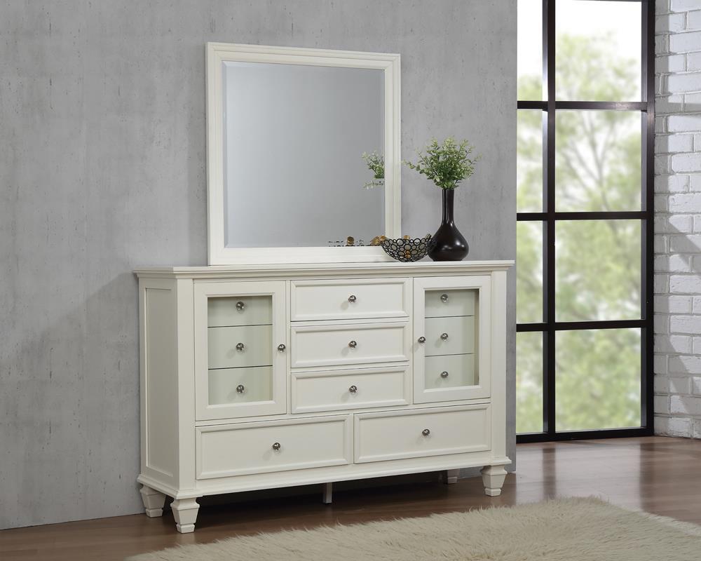 Sandy Beach Rectangular Dresser Mirror Cream White - Ideal Furniture (Fresno,CA)
