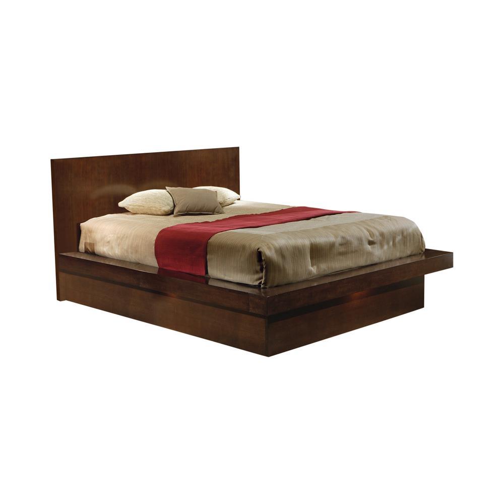 Jessica Eastern King & Queen Platform Bed with Rail Seating Cappuccino - Ideal Furniture (Fresno,CA)