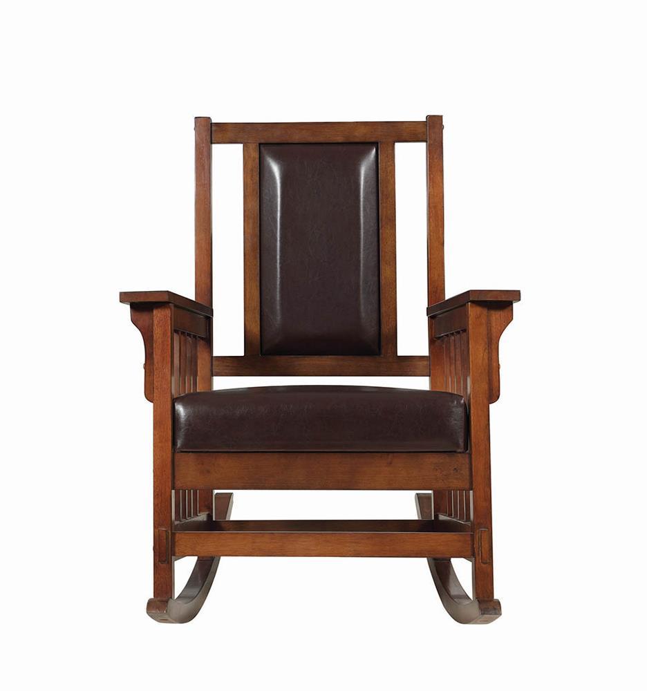 Ida Upholstered Rocking Chair Tobacco and Dark Brown - Ideal Furniture (Fresno,CA)