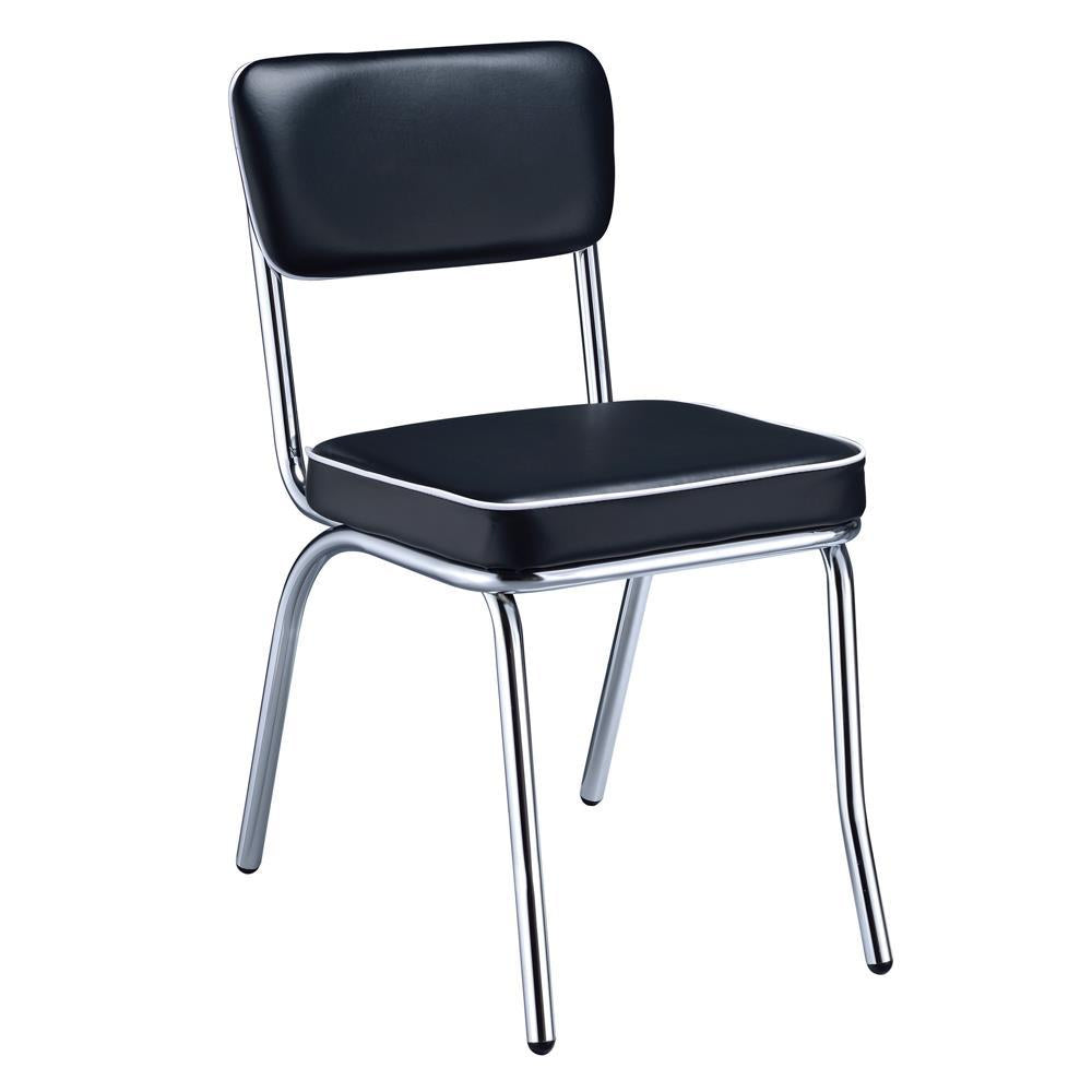 Retro Open Back Side Chairs Black and Chrome (Set of 2) - Ideal Furniture (Fresno,CA)