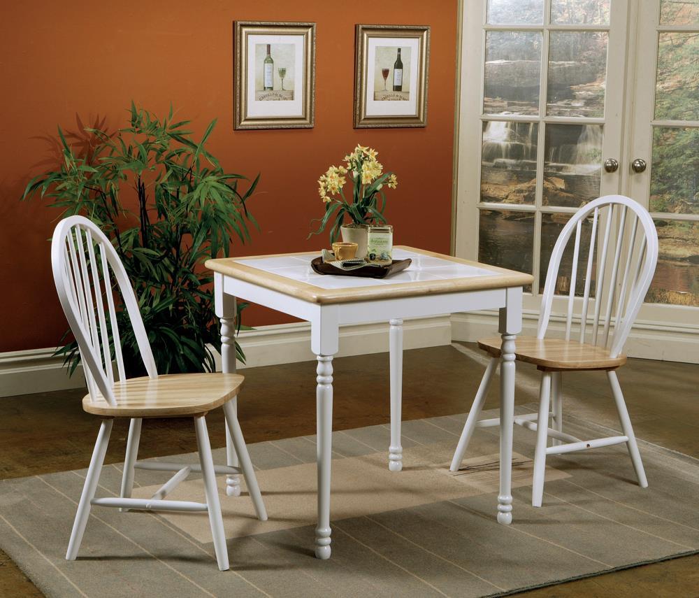 Cinder Windsor Side Chairs Natural Brown and White (Set of 4) - Ideal Furniture (Fresno,CA)