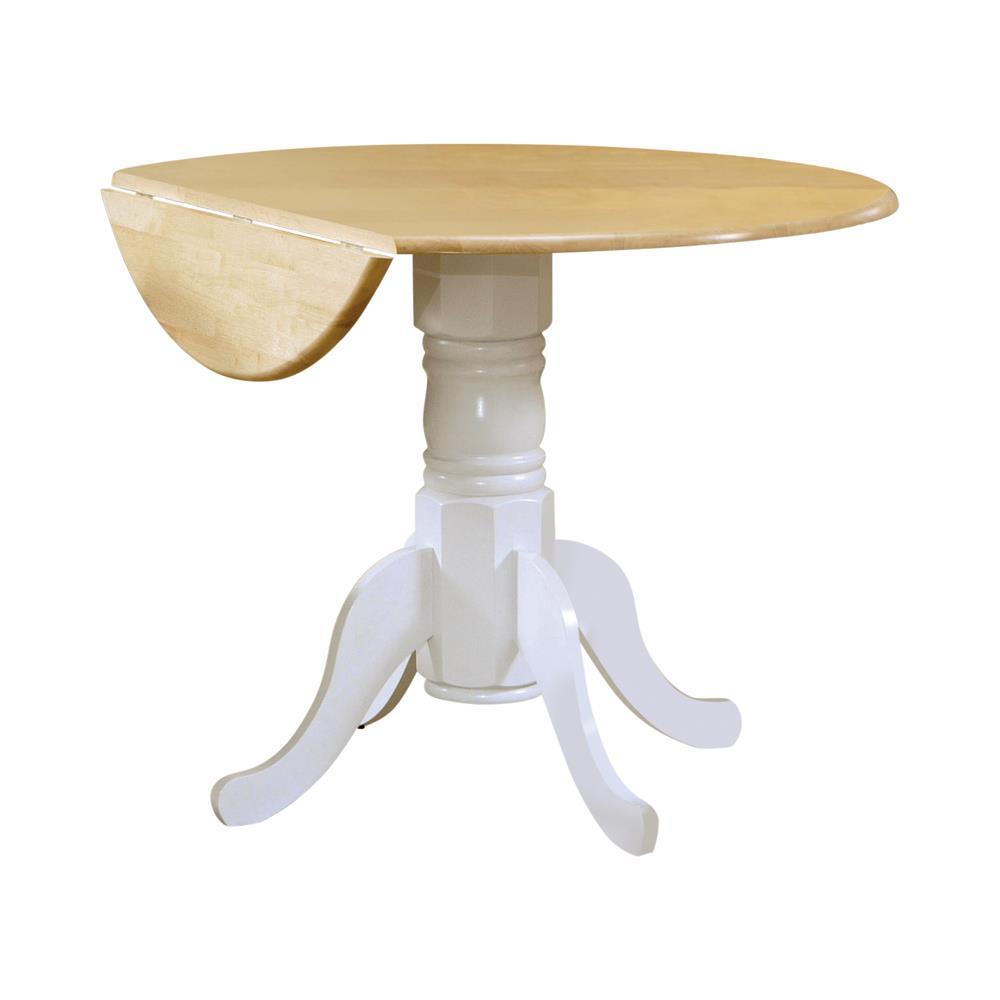 Allison Drop Leaf Round Dining Table Natural Brown and White - Ideal Furniture (Fresno,CA)