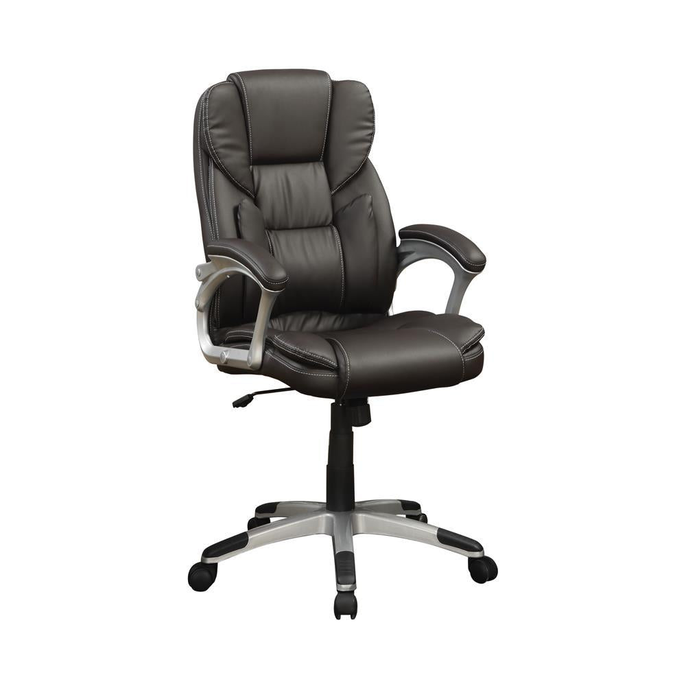 Kaffir Adjustable Height Office Chair Dark Brown and Silver - Ideal Furniture (Fresno,CA)