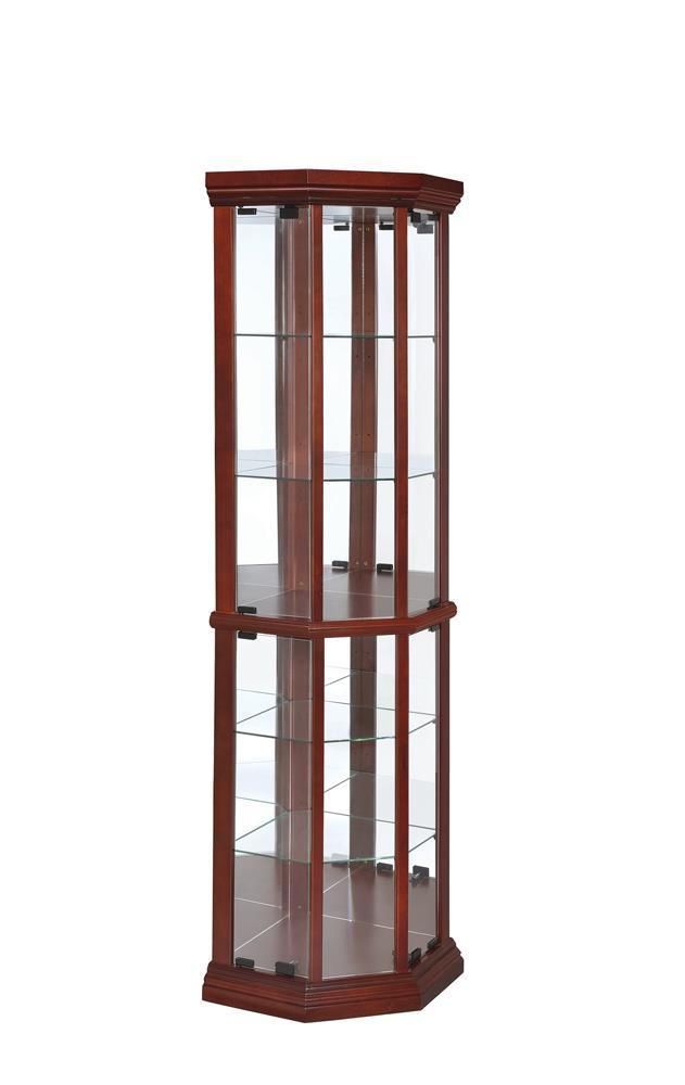 Appledale 6-shelf Corner Curio Cabinet Medium Brown - Ideal Furniture (Fresno,CA)