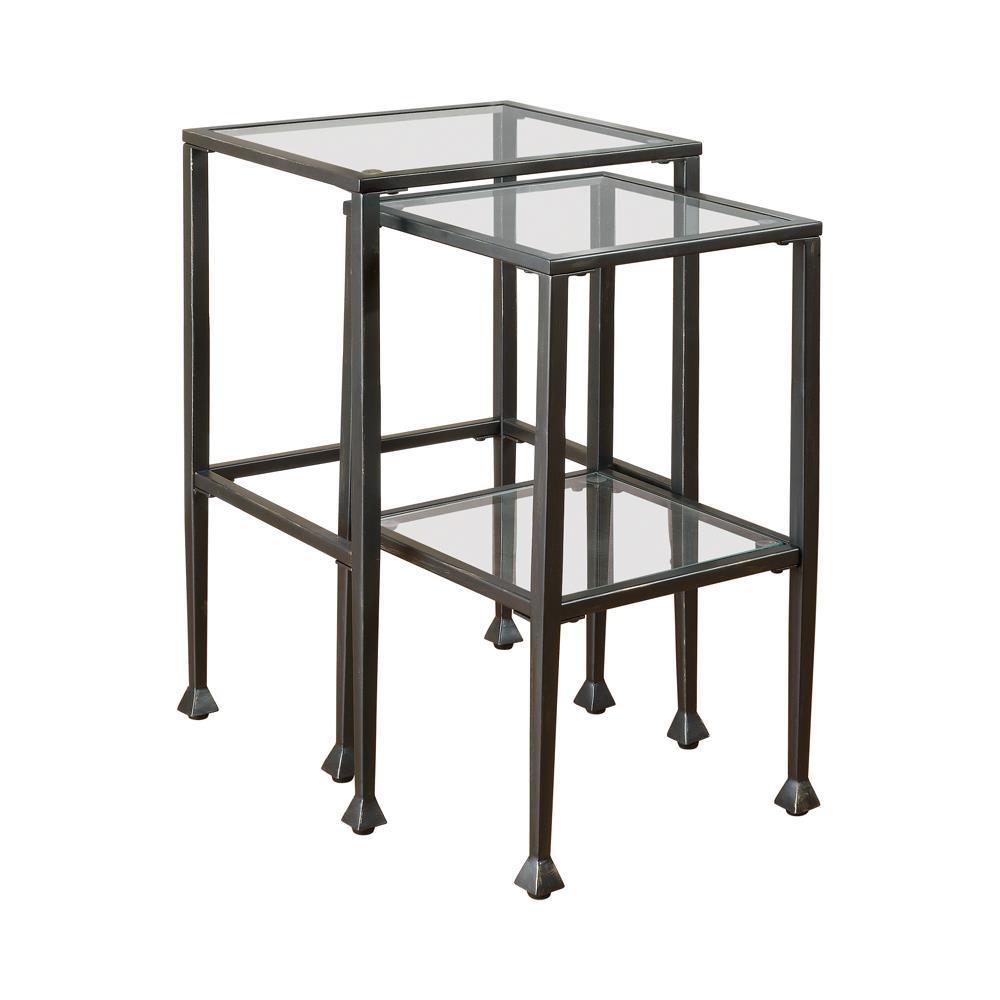 Leilani 2-piece Glass Top Nesting Tables Black - Ideal Furniture (Fresno,CA)
