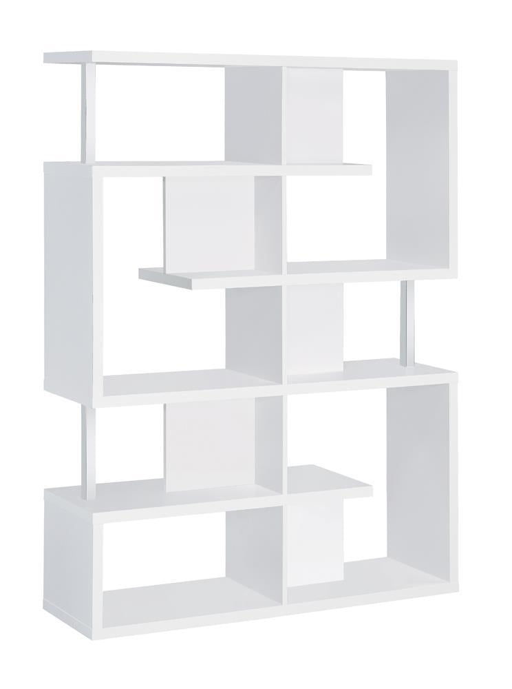 Hoover 5-tier Bookcase White and Chrome - Ideal Furniture (Fresno,CA)