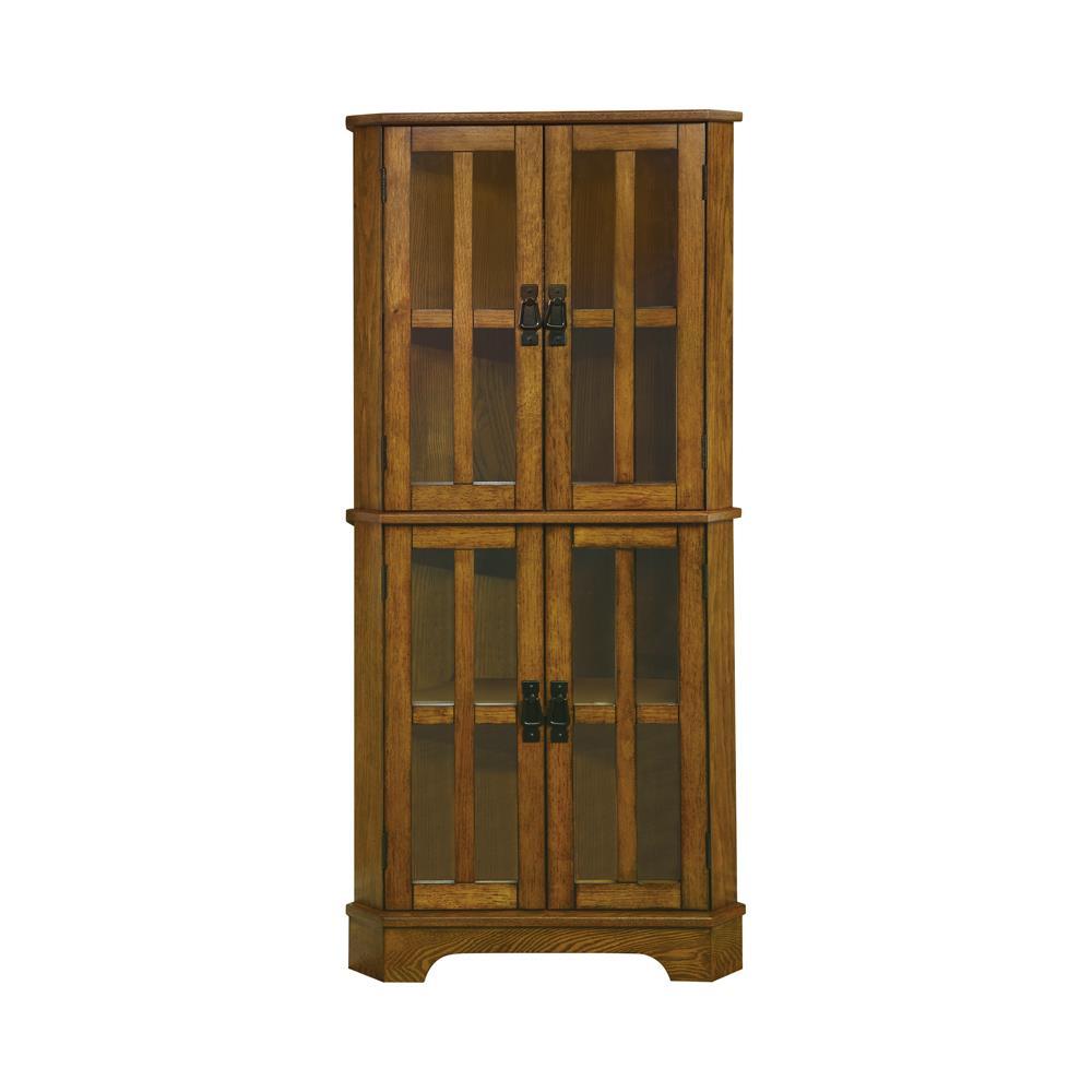 Coreosis 4-shelf Corner Curio Cabinet Golden Brown - Ideal Furniture (Fresno,CA)