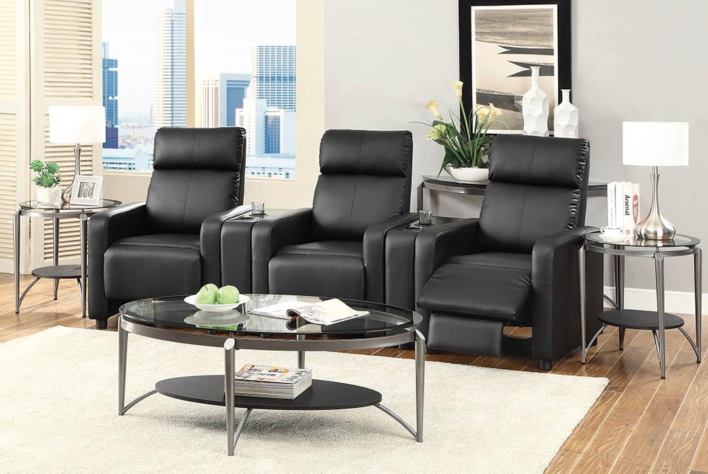 Toohey Home Theater Black Console - Ideal Furniture (Fresno,CA)