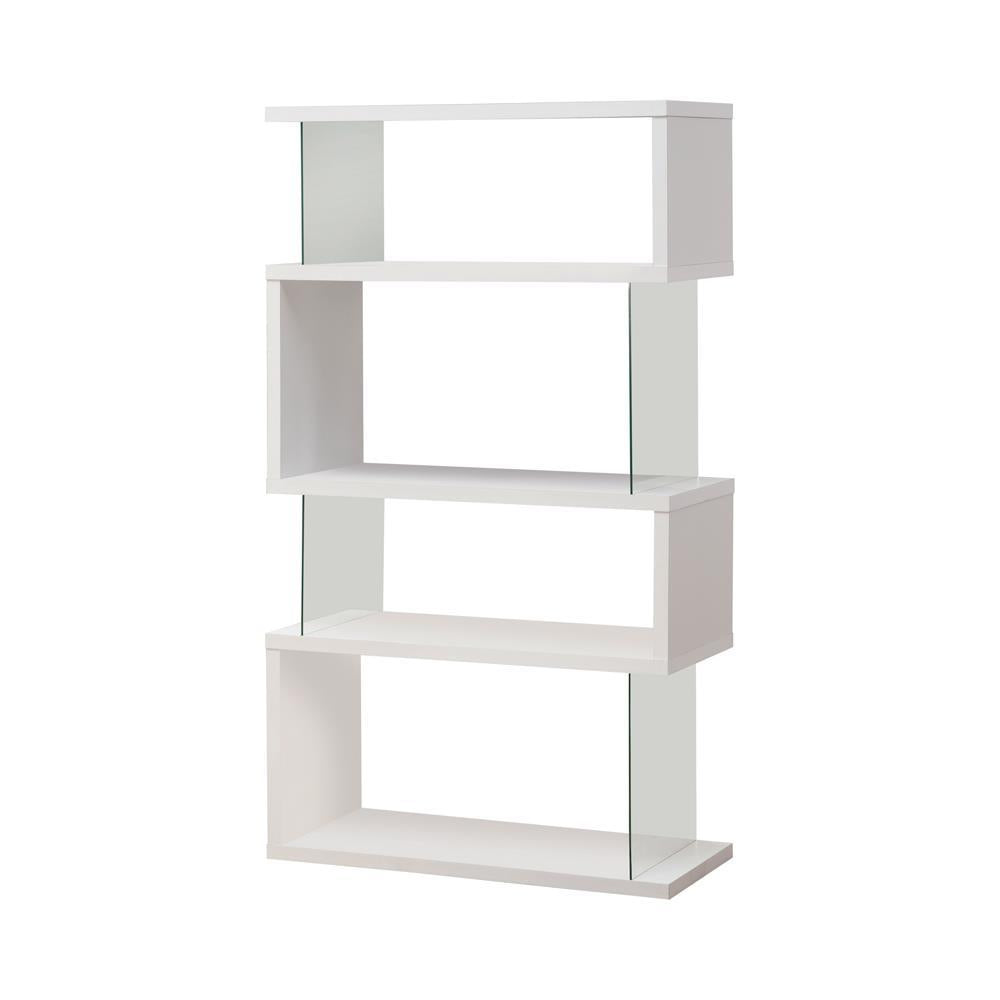 Emelle 4-tier Bookcase White and Clear - Ideal Furniture (Fresno,CA)