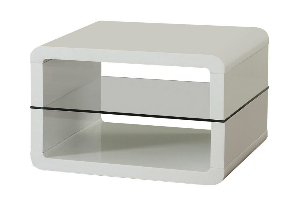 Elana Square 2-shelf End Table Glossy White - Ideal Furniture (Fresno,CA)