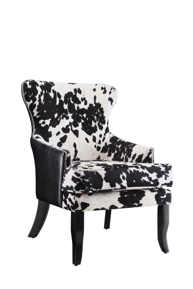 Trea Cowhide Print Accent Chair Black and White - Ideal Furniture (Fresno,CA)