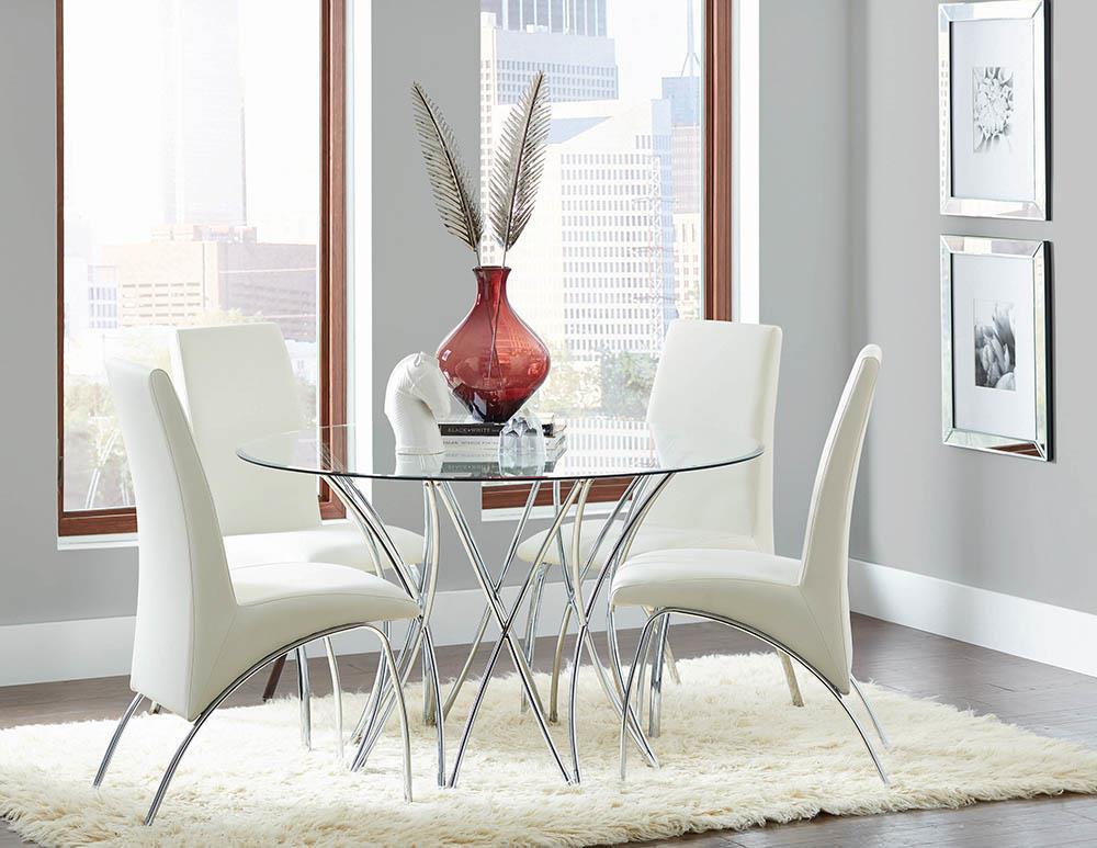 Bishop Upholstered Side Chairs White and Chrome (Set of 2) - Ideal Furniture (Fresno,CA)