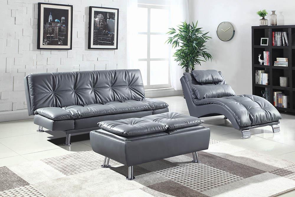 Dilleston Tufted Back Upholstered Sofa Bed Grey - Ideal Furniture (Fresno,CA)