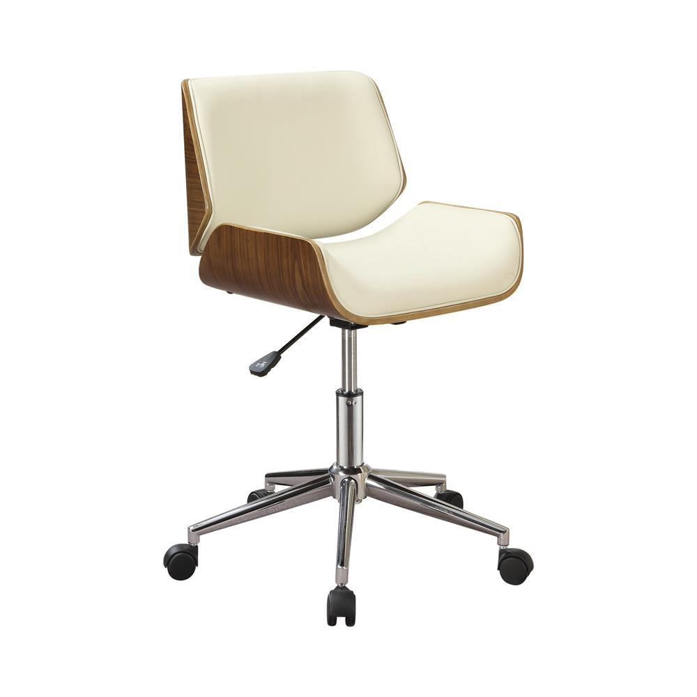Addington Adjustable Height Office Chair Ecru and Chrome - Ideal Furniture (Fresno,CA)