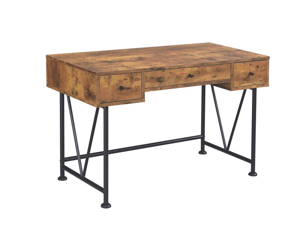 Analiese 3-drawer Writing Desk Antique Nutmeg and Black - Ideal Furniture (Fresno,CA)