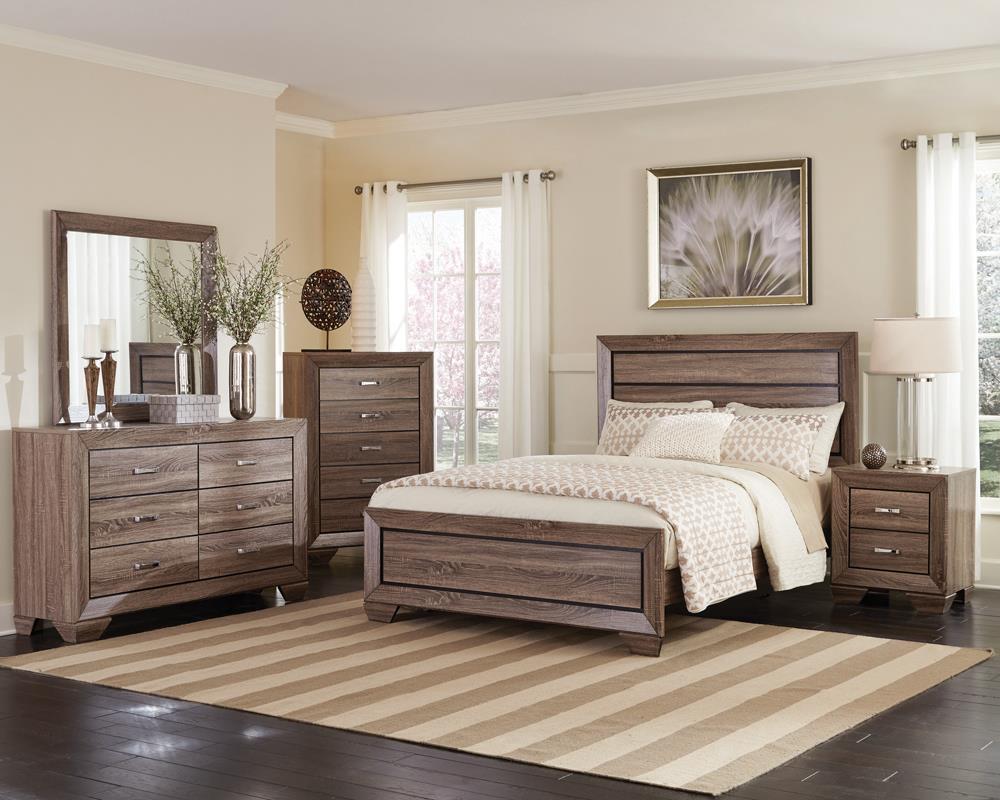 Kauffman California King, E.king, & Queen Panel Bed Washed Taupe - Ideal Furniture (Fresno,CA)