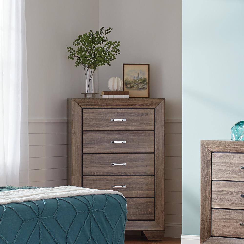 Kauffman 5-drawer Chest Washed Taupe - Ideal Furniture (Fresno,CA)