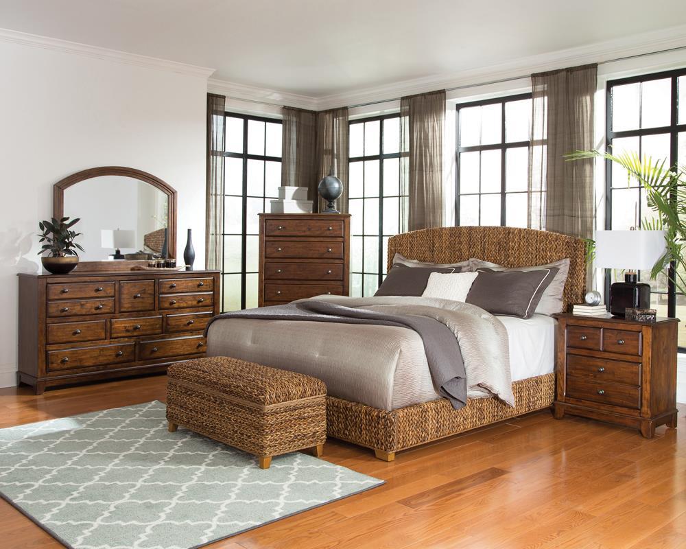 Laughton Hand-Woven Banana Leaf California King, E.King, & Queen Bed Amber - Ideal Furniture (Fresno,CA)