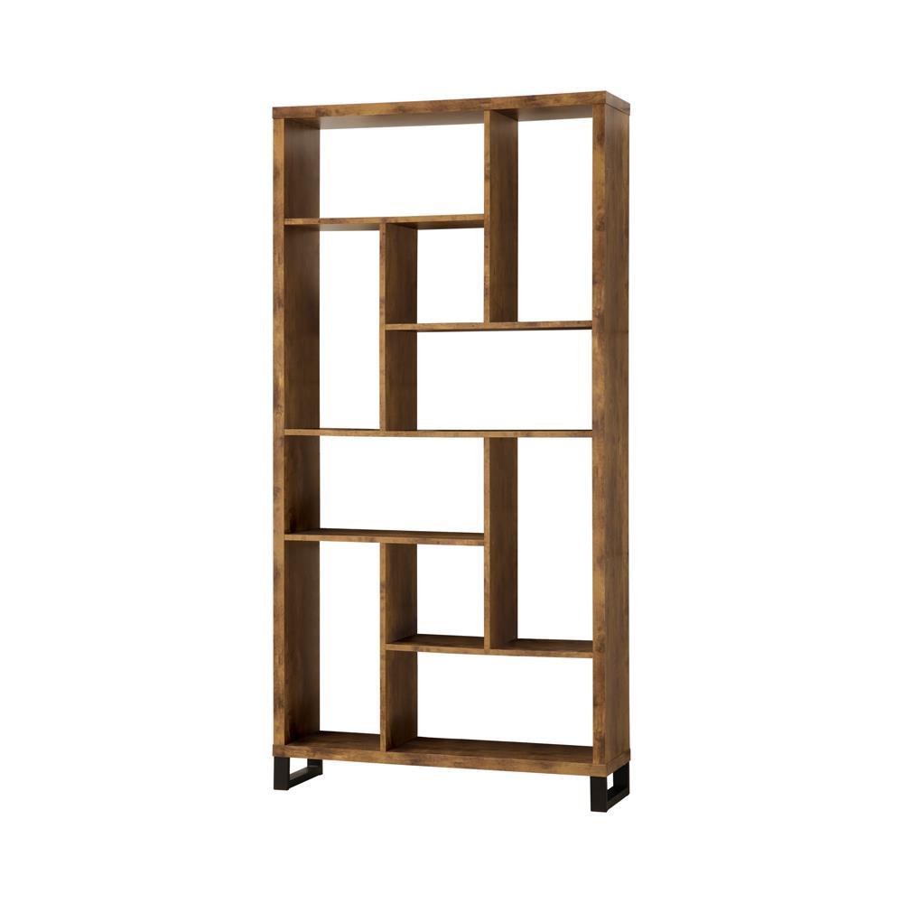 Delwin 10-shelf Bookcase Antique Nutmeg - Ideal Furniture (Fresno,CA)