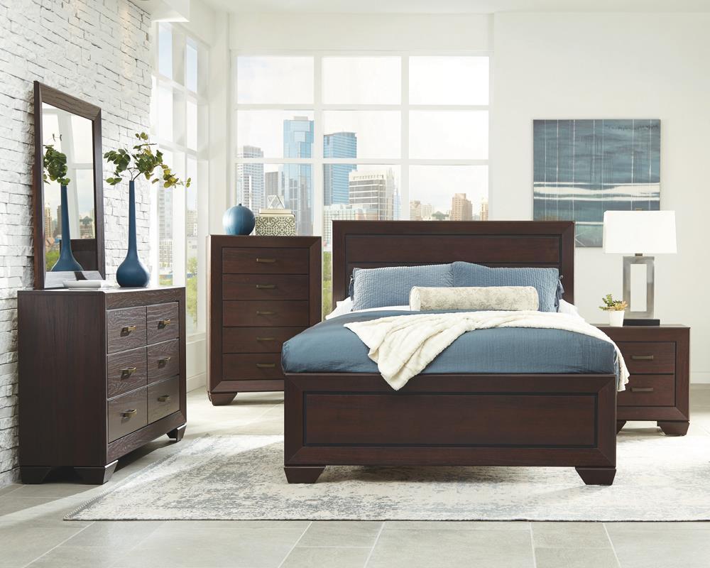 Kauffman California King, Eastren King, & Queen Panel Bed Dark Cocoa - Ideal Furniture (Fresno,CA)