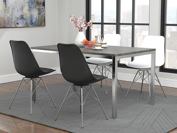 Juniper Armless Dining Chairs White and Chrome (Set of 2) - Ideal Furniture (Fresno,CA)