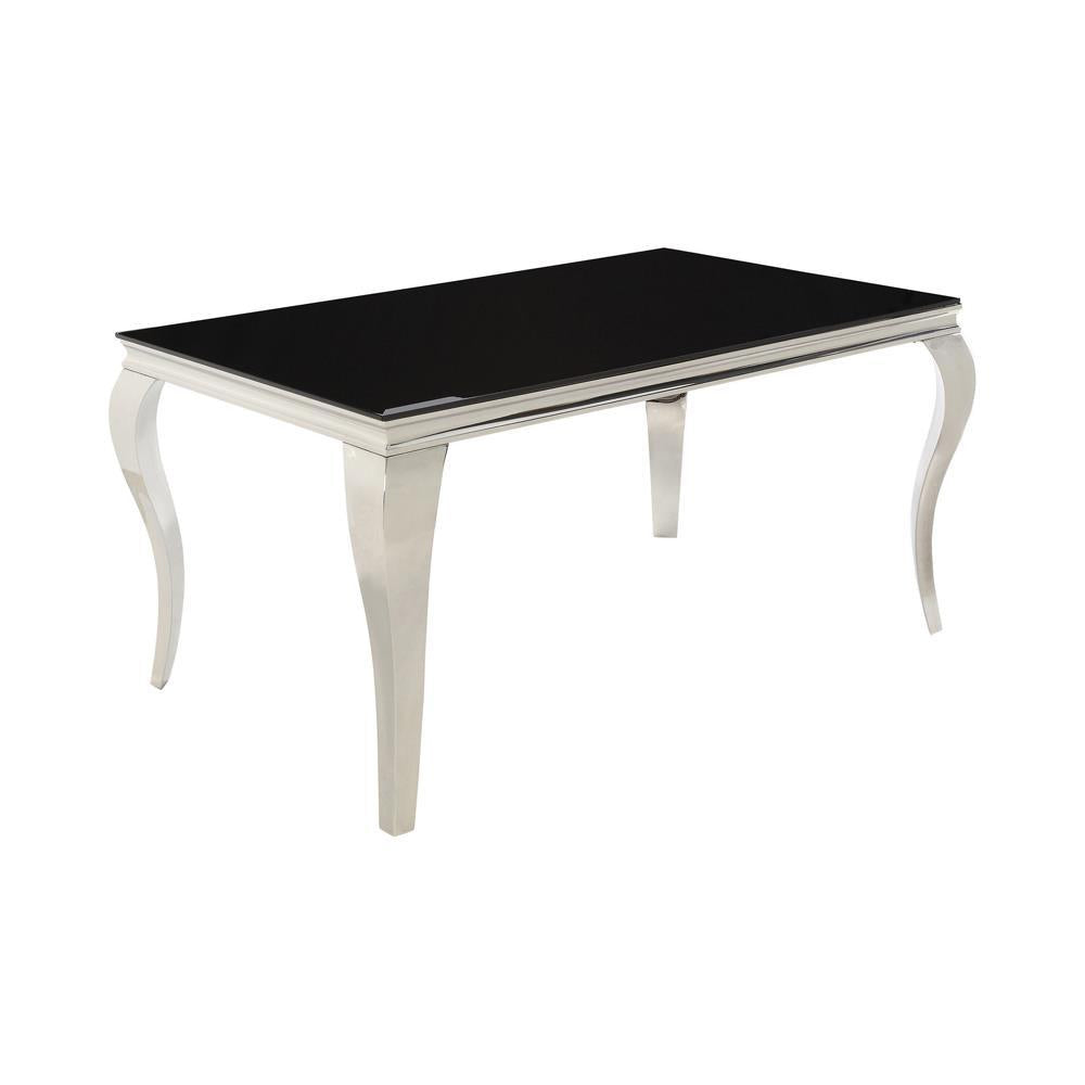 Carone Rectangular Dining Table Chrome and Black - Ideal Furniture (Fresno,CA)