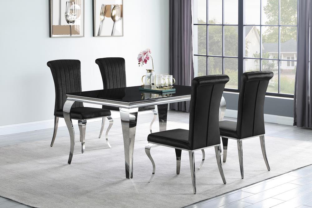 Betty Upholstered Side Chairs Black and Chrome (Set of 4) - Ideal Furniture (Fresno,CA)