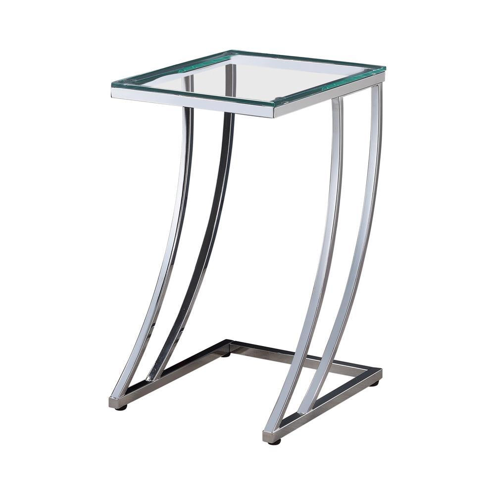 Cayden Rectangular Top Accent Table Chrome and Clear - Ideal Furniture (Fresno,CA)