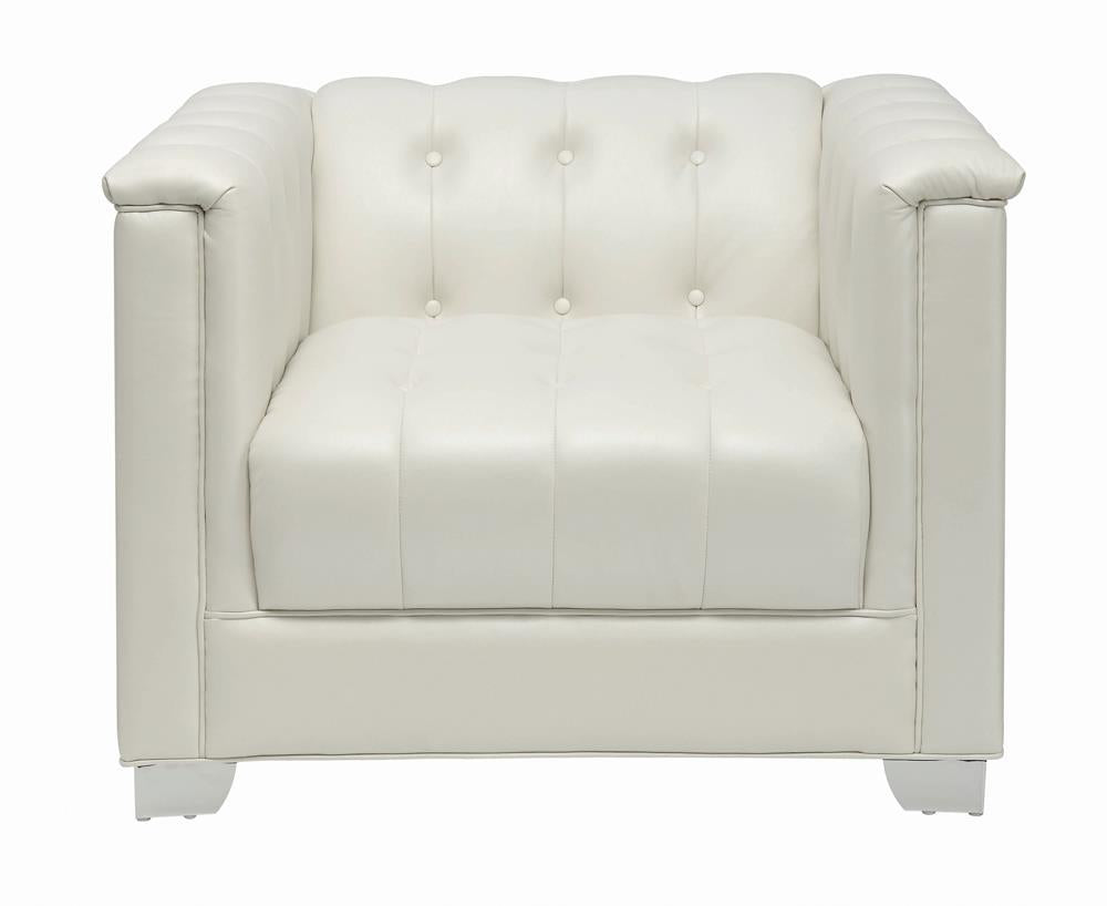 Chaviano Tufted Upholstered Chair Pearl White - Ideal Furniture (Fresno,CA)