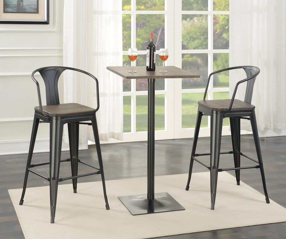 Cavalier Square Bar Table Dark Elm and Matte Black - Ideal Furniture (Fresno,CA)