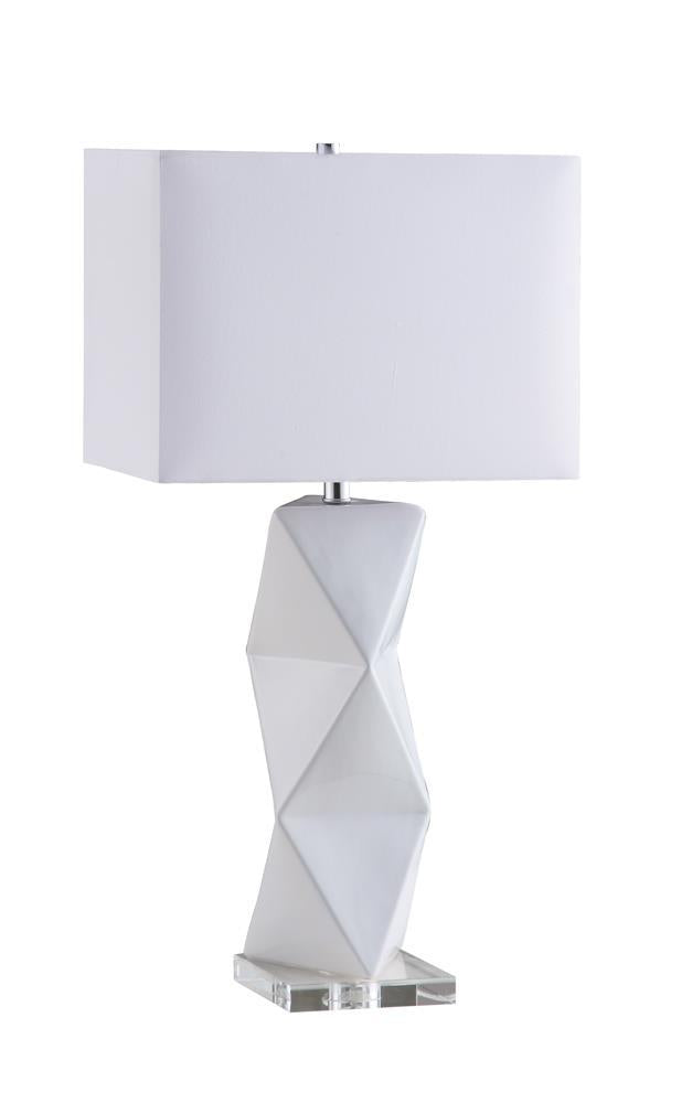 Camie Geometric Ceramic Base Table Lamp White - Ideal Furniture (Fresno,CA)