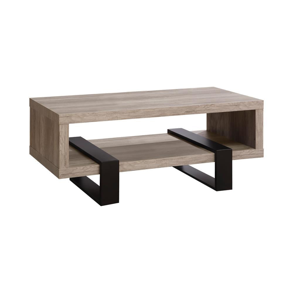 Dinard Coffee Table with Shelf Grey Driftwood - Ideal Furniture (Fresno,CA)