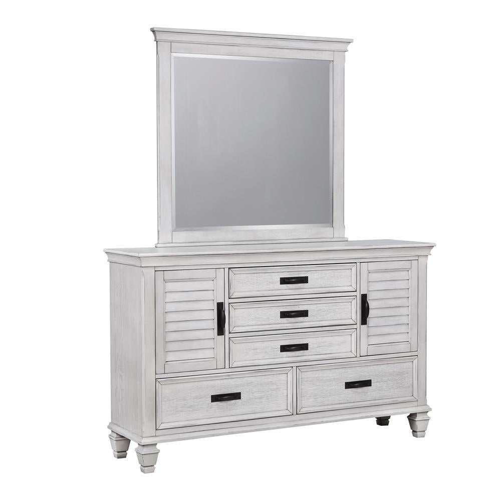 Franco Rectangular Dresser Mirror Antique White - Ideal Furniture (Fresno,CA)