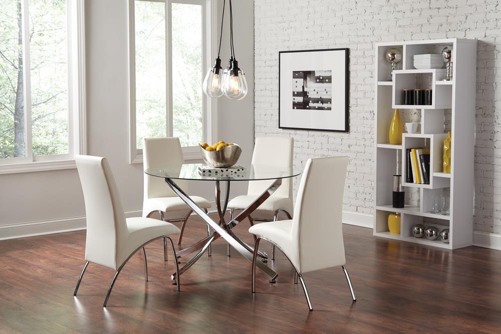 Beckham Round Dining Table Chrome and Clear - Ideal Furniture (Fresno,CA)