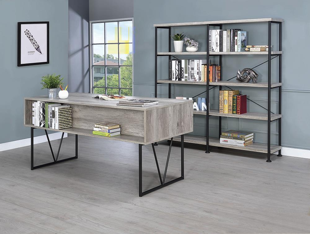 Analiese 4-drawer Writing Desk Grey Driftwood - Ideal Furniture (Fresno,CA)