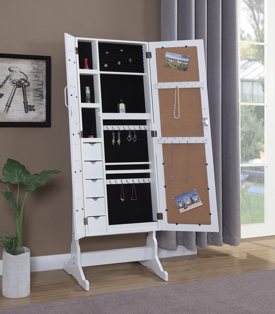 Doyle Jewelry Cheval Mirror with Picture Frames White - Ideal Furniture (Fresno,CA)