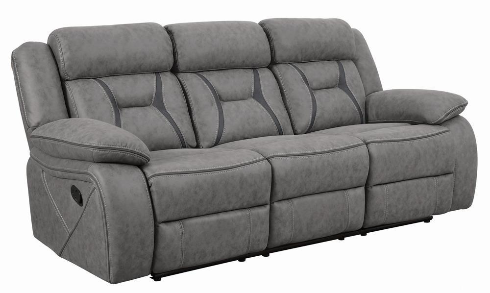 Higgins Pillow Top Arm Upholstered Motion Sofa Grey - Ideal Furniture (Fresno,CA)