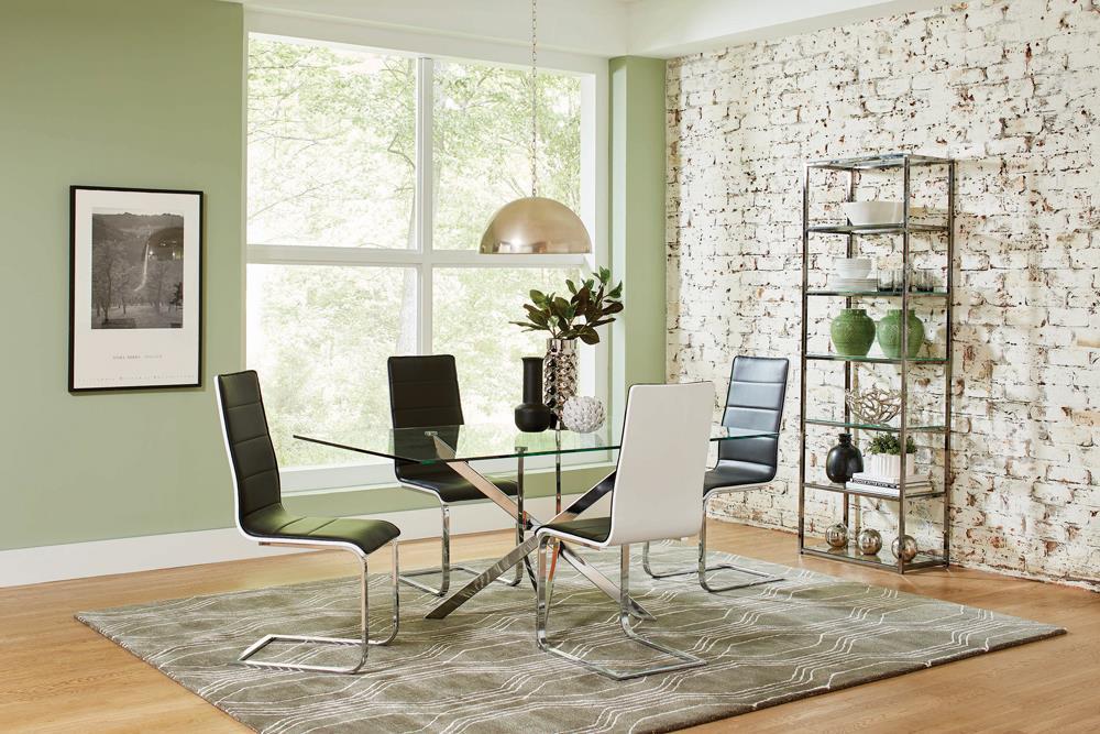 Carmelo X-shaped Dining Table Chrome and Clear - Ideal Furniture (Fresno,CA)