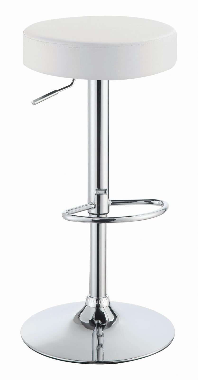 Ramses Adjustable Backless Bar Stool Chrome and White - Ideal Furniture (Fresno,CA)