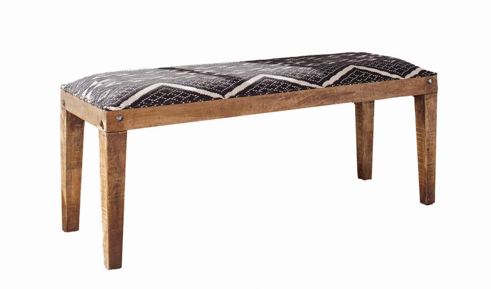 Lamont Rectangular Upholstered Bench Natural and Navy - Ideal Furniture (Fresno,CA)