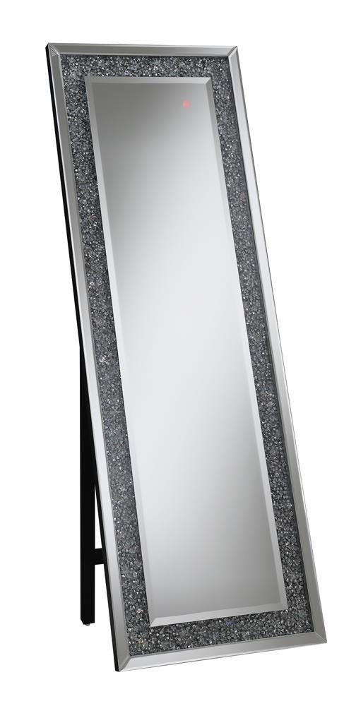 Carisi Rectangular Standing Mirror with LED Lighting Silver - Ideal Furniture (Fresno,CA)
