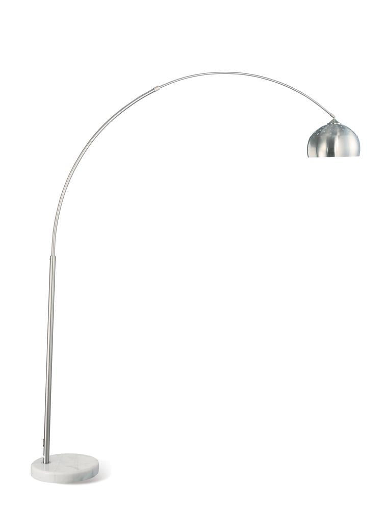Krester Arched Floor Lamp Brushed Steel and Chrome - Ideal Furniture (Fresno,CA)