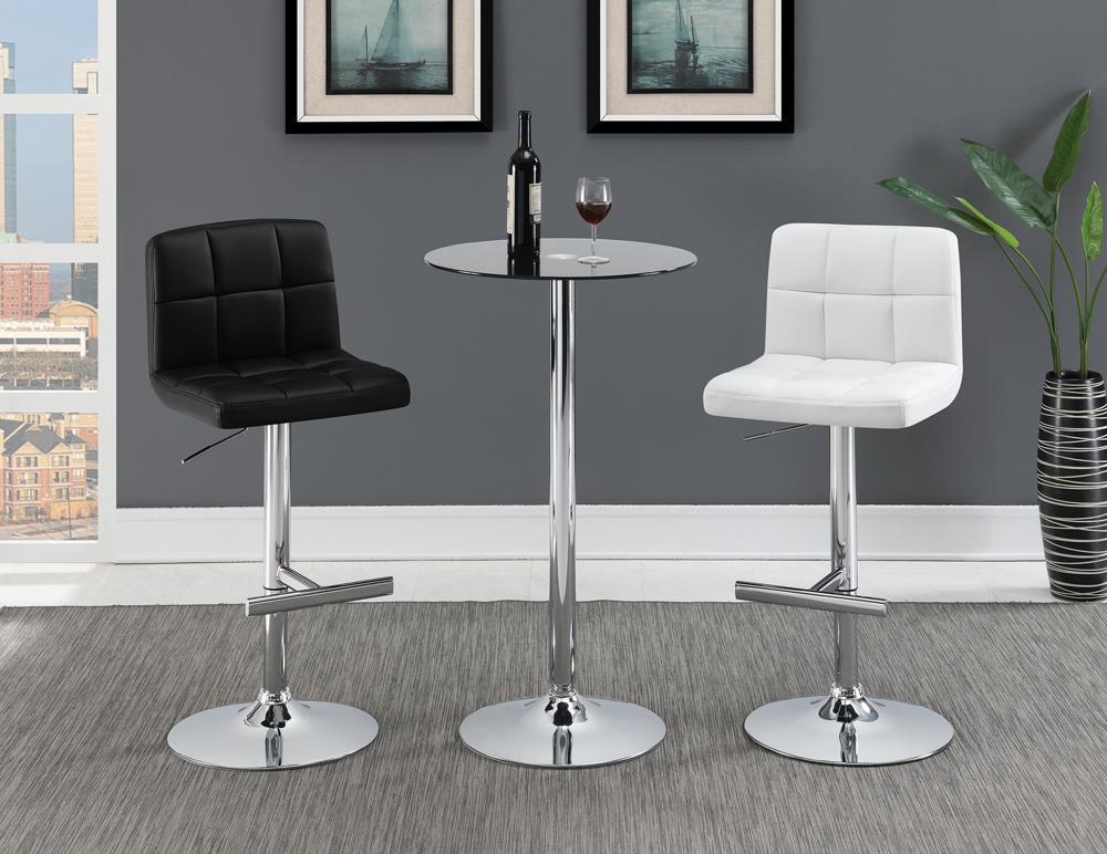 Lenny Adjustable Bar Stools Chrome and Black (Set of 2) - Ideal Furniture (Fresno,CA)
