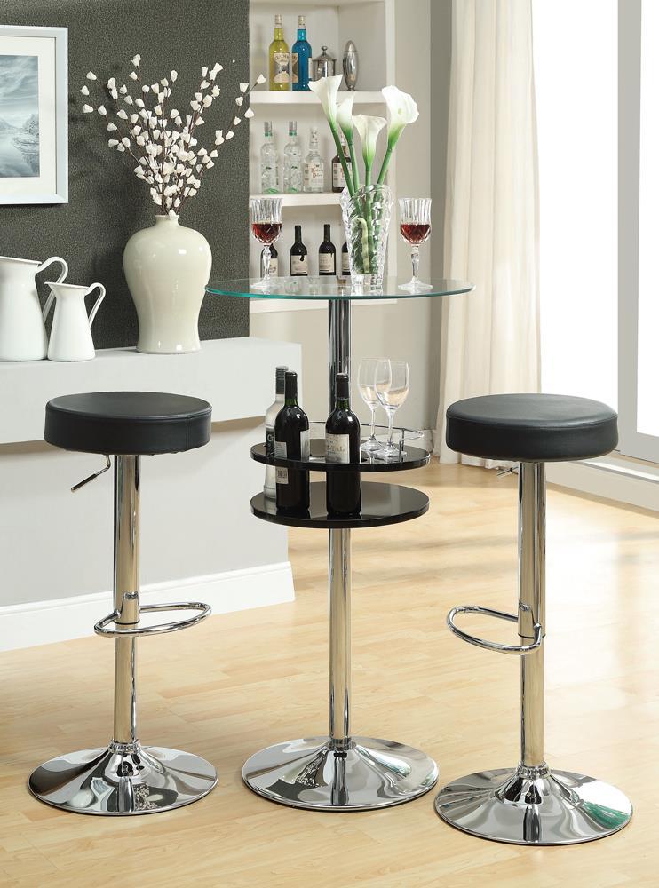 Ramses 29" Adjustable Bar Stool Chrome and Black - Ideal Furniture (Fresno,CA)