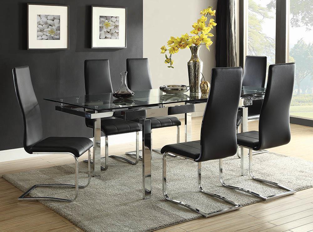 Montclair High Back Dining Chairs Black and Chrome (Set of 4) - Ideal Furniture (Fresno,CA)