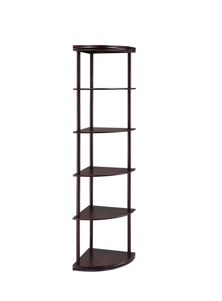Bonwick 5-shelf Corner Bookshelf Cappuccino - Ideal Furniture (Fresno,CA)