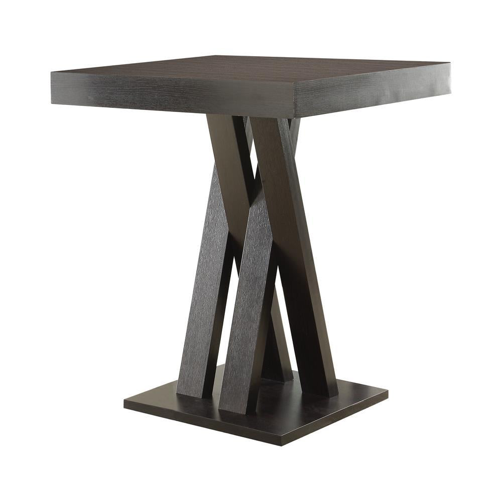 Freda Double X-shaped Base Square Bar Table Cappuccino - Ideal Furniture (Fresno,CA)